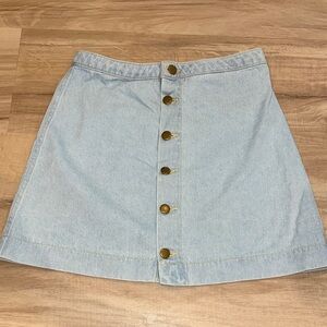 AMERICAN APPAREL- Denim  Button-Front Skirt Light Wash High Waisted